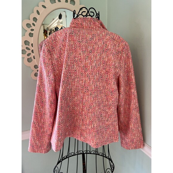 STS Sail To Sable L Button Jacket Blazer Neon Tweed Pink Gold Career Barbie - Picture 3 of 11